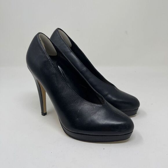 Aldo Women's Platform Pump Heels Almond Toe Black Leather Size EU 36 - Picture 1 of 11